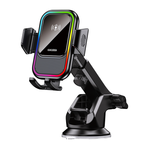 Accesorii Telefoane & Tablete - Suport auto cu încărcare wireless 15W, Kakusiga KSC-1197, LED, anti-shake, Black