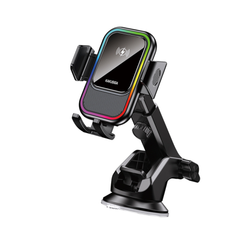 Suport auto cu încărcare wireless 15W, Kakusiga KSC-1197, LED, anti-shake, Black [2]