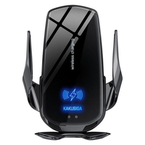 Incarcatoare Auto - Suport Auto Wireless, Kakusiga KSC - 795, 15W, cu cleme laterale, montaj Ventilatie, cablu USB-C, 1m, AutoSensor Lock, Negru