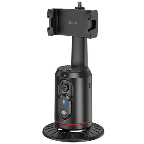 Suporti selfie si Birou - Suport Telefon Inteligent HOCO K23 cu Urmărire Automată a Feței – Rotire 360°, Telecomandă Bluetooth, Negru