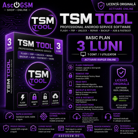 TSM Tool - TSM Tool – Licență Software Profesională pentru Flash, FRP, Unlock și Service Android