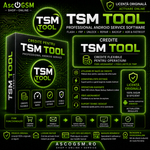 TSM Tool - TSM Tool – Licență Software Profesională pentru Flash, FRP, Unlock și Service Android