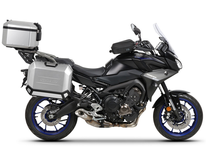 Piese moto - Set complet de cutii de aluminiu SHAD TERRA, 48L cutie centrala si  36L / 36L cutii laterale, incluzand kit montaj si placa SHAD YAMAHA MT-09 Tracer / Tracer 900