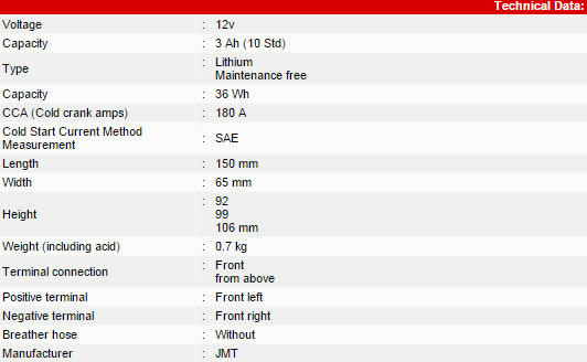 Baterie Lithium-ion JMT YT9B-FP [2]