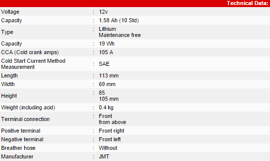 Baterie Lithium-ion JMT YTX5L-FP [2]