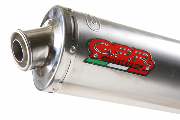 Bolt-on silencer GPR INOX ROUND S.28.IT Brushed Stainless steel including removable db killer [1]