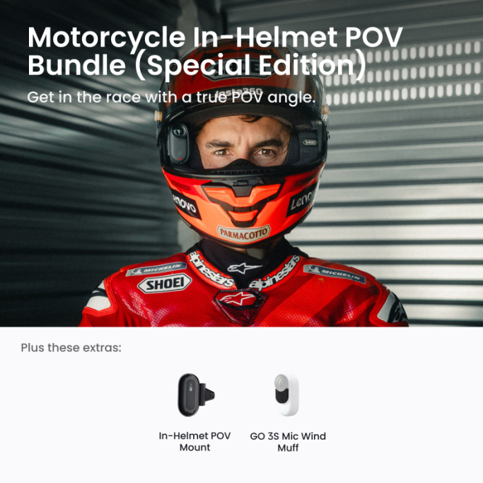 Camera de actiune Insta360 Go 3S Motorcycle In-Helmet POV Bundle [19]