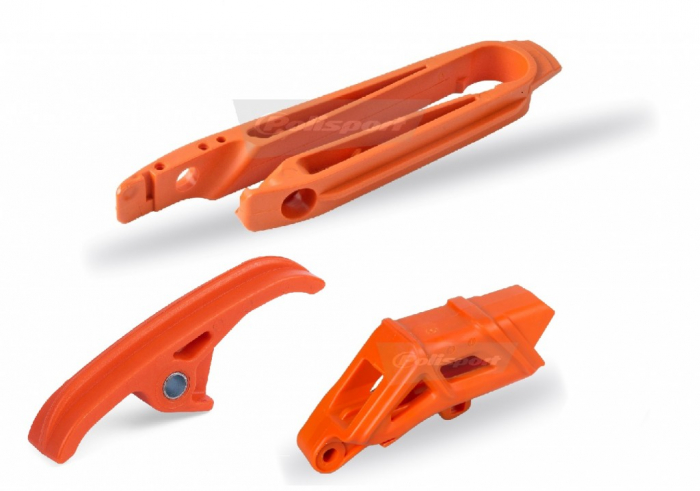 Chain guide / slider / sliding piece kit POLISPORT orange KTM [1]