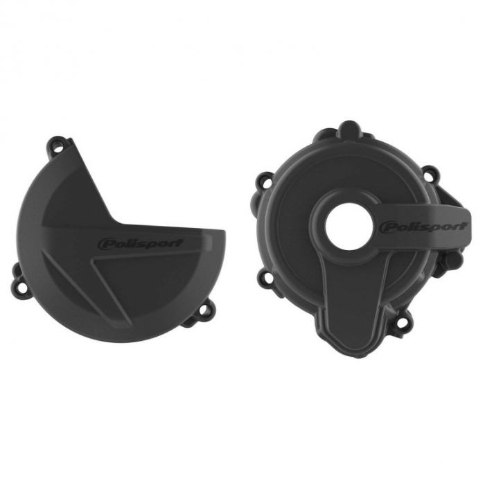 Clutch and ignition cover protector kit POLISPORT 91004 Negru [1]