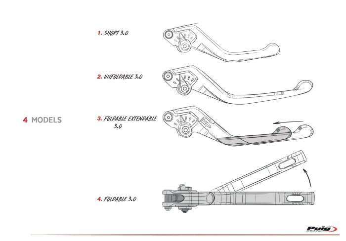 Clutch lever without adapter PUIG 3.0 24PNP extendable folding silver/silver [2]
