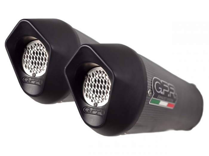Dual slip-on exhaust GPR FURORE EVO4 E4.Y.214.CAT.FUPO Matte Black including removable db killers, link pipes and catalysts [1]