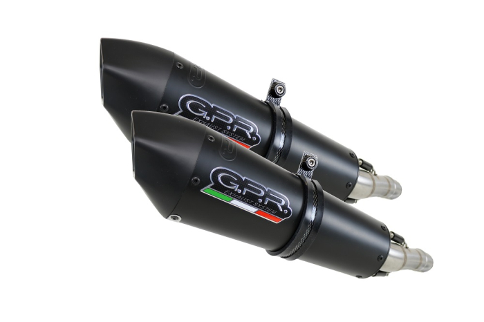 Dual slip-on exhaust GPR NEW GRAND PRIX EVO BLACK TITANIUM K.136.GPAN.BLT Titanium Matte Black including removable db killers and link pipes [1]