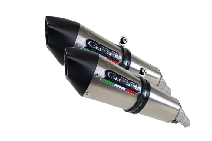 Dual slip-on exhaust GPR NEW GRAND PRIX EVO TITANIUM D.72.GPAN.TO Brushed Titanium including removable db killers and link pipes [1]