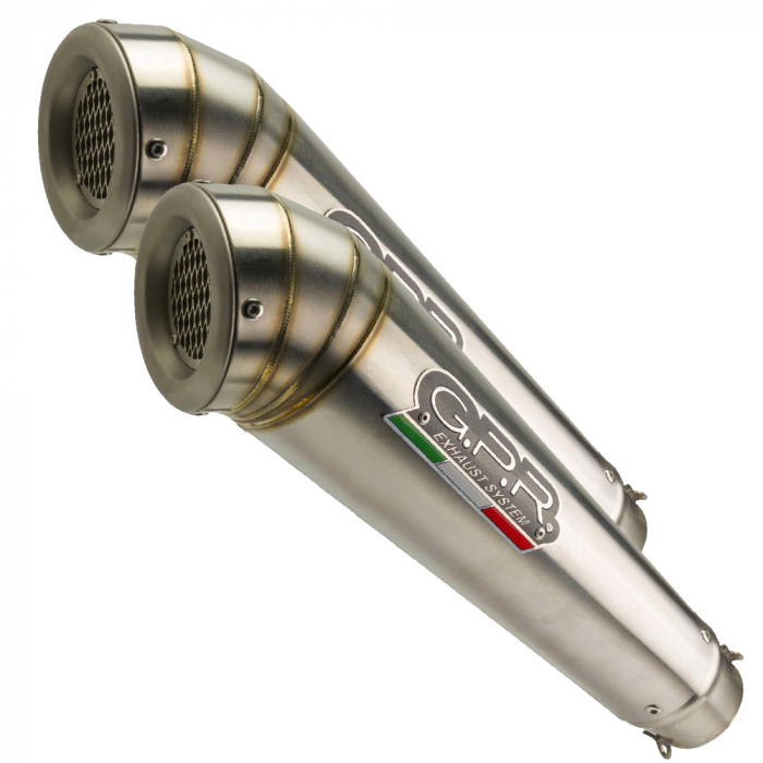 Dual slip-on exhaust GPR POWERCONE EVO E4.K.163.PCEV Brushed Stainless steel including removable db killers and link pipes [1]