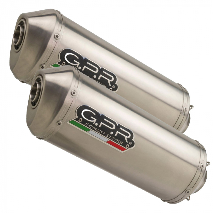 Dual slip-on exhaust GPR SATINOX S.46.SAT Brushed Stainless steel including removable db killers and link pipes [1]