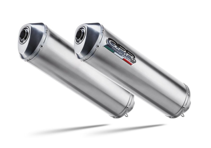 Dual slip-on exhaust GPR SATINOX Y.44.CAT.SAT Brushed Stainless steel including removable db killers, link pipes and catalysts [1]
