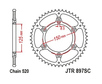 Foaie spate JT JTR 897-46SC 46T, 520 Self Cleaning Lightweight [2]