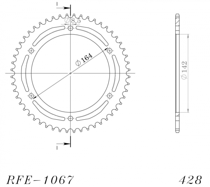 Foaie spate SUPERSPROX RFE-1067:52-BLK Negru 52T, 428 [2]