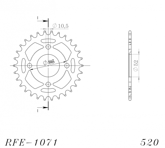 Foaie spate SUPERSPROX RFE-1071:30-BLK Negru 30T, 520 [2]