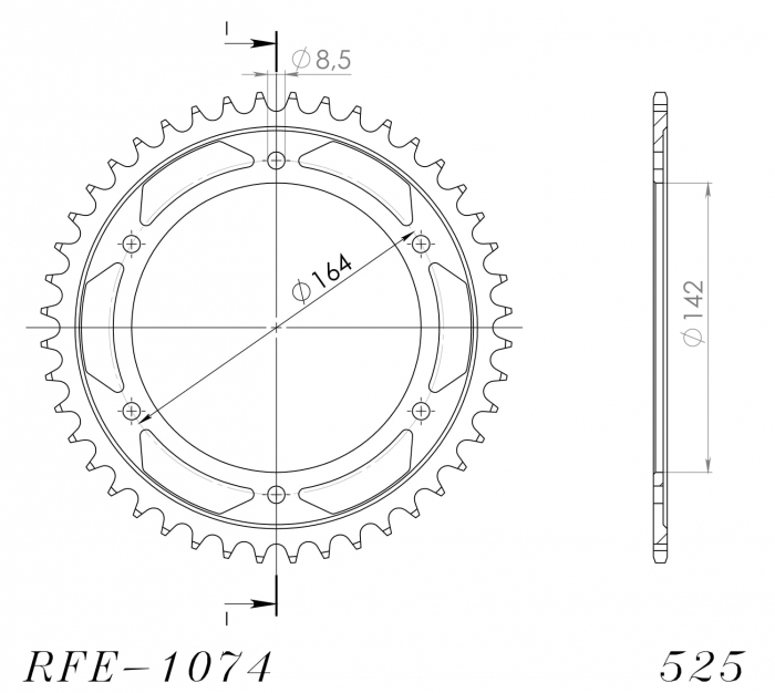 Foaie spate SUPERSPROX RFE-1074:44-BLK Negru 44T, 525 [2]