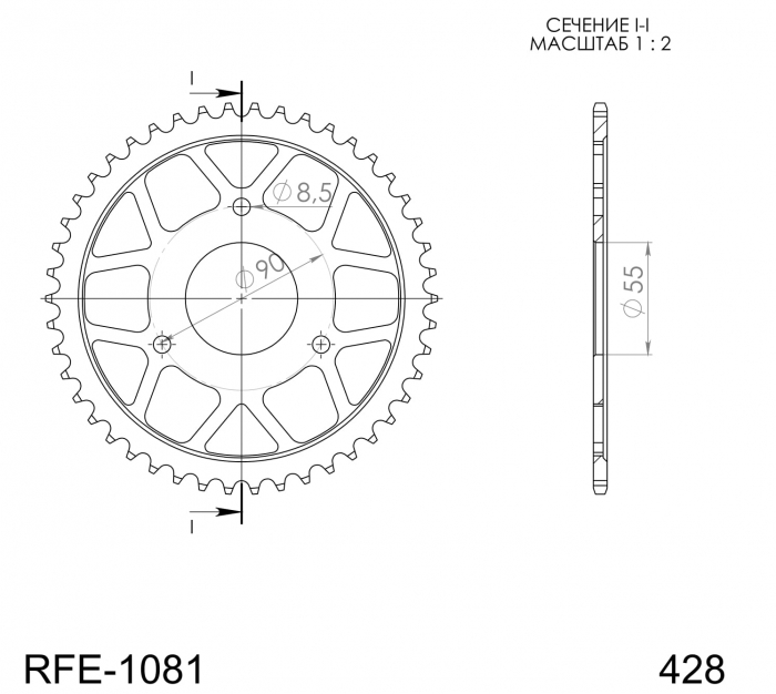 Foaie spate SUPERSPROX RFE-1081:46-BLK Negru 46T, 428 [2]