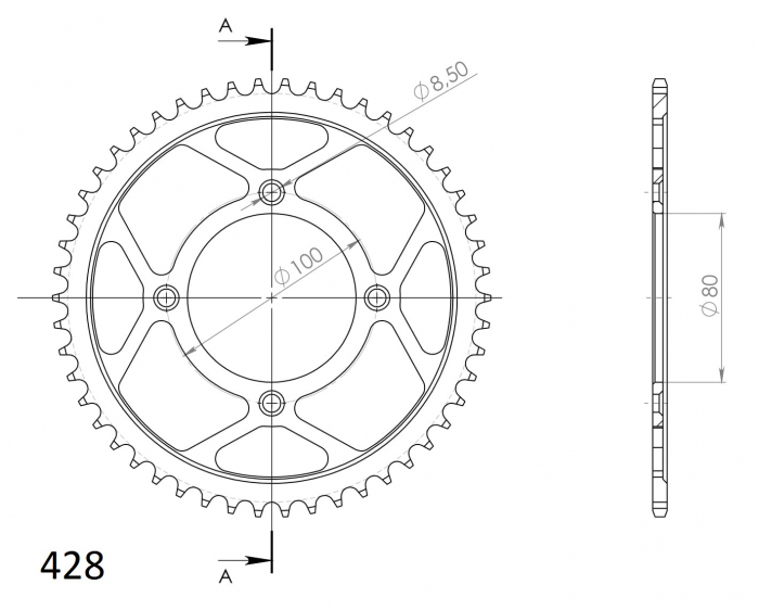 Foaie spate SUPERSPROX RFE-1204:50-BLK Negru 50T, 428 [2]