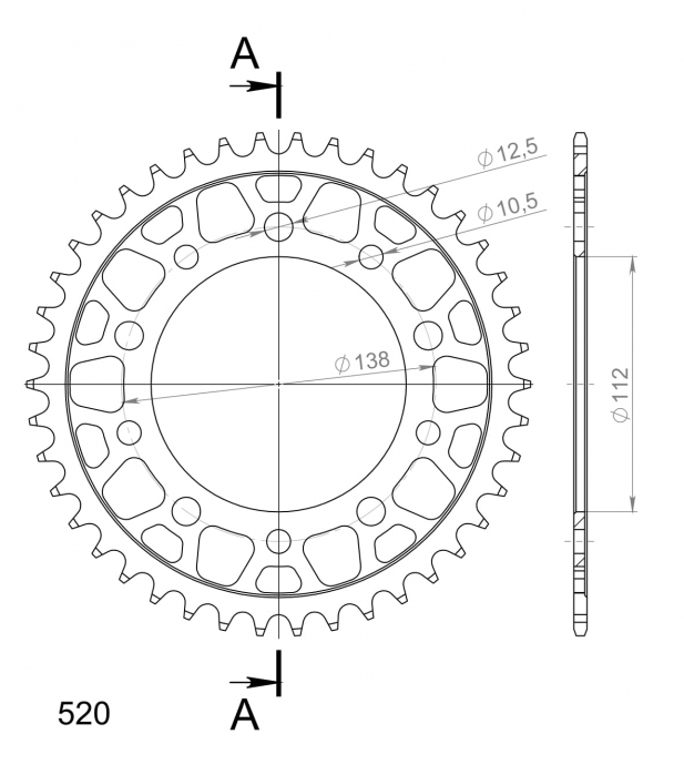 Foaie spate SUPERSPROX RFE-1303:42-BLK Negru 42T, 520 [2]