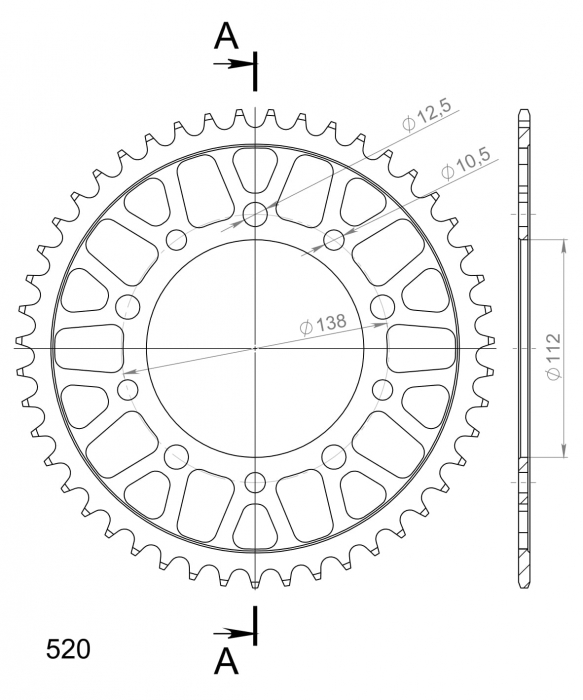Foaie spate SUPERSPROX RFE-1303:47-BLK Negru 47T, 520 [2]