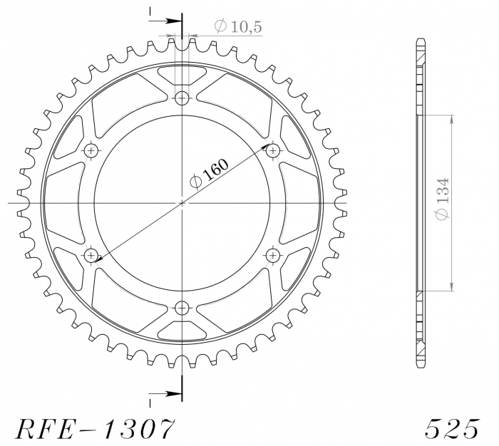 Foaie spate SUPERSPROX RFE-1307:45-BLK Negru 45T, 525 [2]