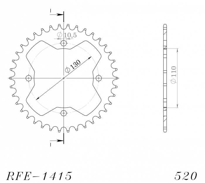 Foaie spate SUPERSPROX RFE-1415:38-BLK Negru 38T, 520 [2]