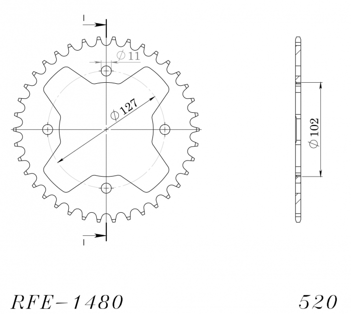 Foaie spate SUPERSPROX RFE-1480:38-BLK Negru 38T, 520 [2]