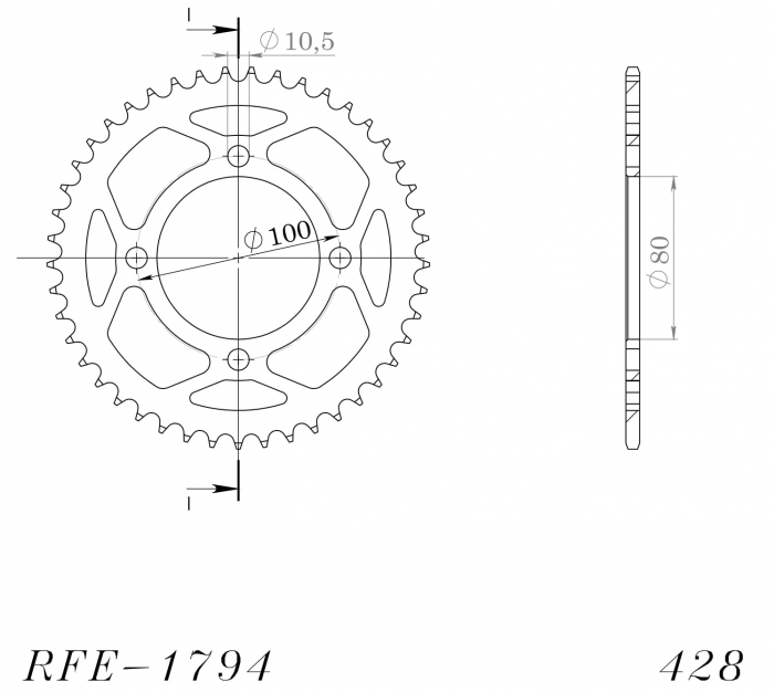 Foaie spate SUPERSPROX RFE-1794:45-BLK Negru 45T, 428 [2]
