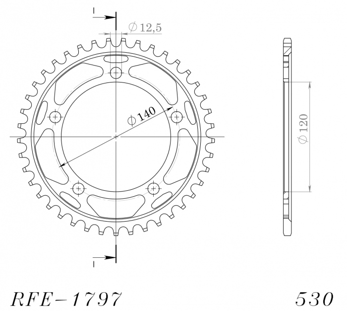 Foaie spate SUPERSPROX RFE-1797:41-BLK Negru 41T, 530 [2]