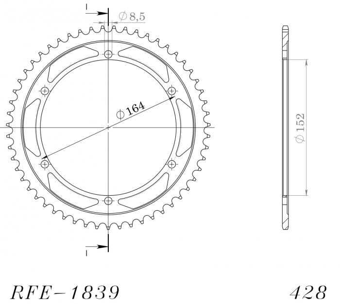 Foaie spate SUPERSPROX RFE-1839:55-BLK Negru 55T, 428 [2]