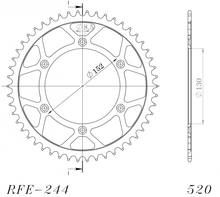 Foaie spate SUPERSPROX RFE-244:48-BLK Negru 48T, 520 [2]