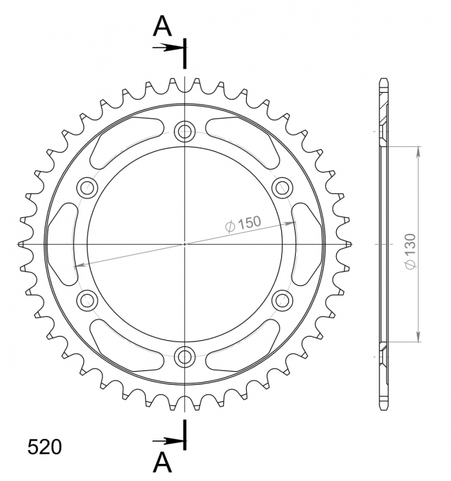 Foaie spate SUPERSPROX RFE-245:42-BLK Negru 42T, 520 [2]