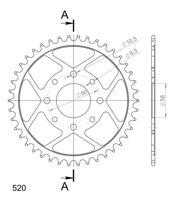 Foaie spate SUPERSPROX RFE-273:42-BLK Negru 42T, 520 [2]