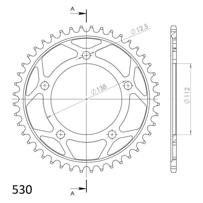 Foaie spate SUPERSPROX RFE-302:44-BLK Negru 44T, 530 [2]