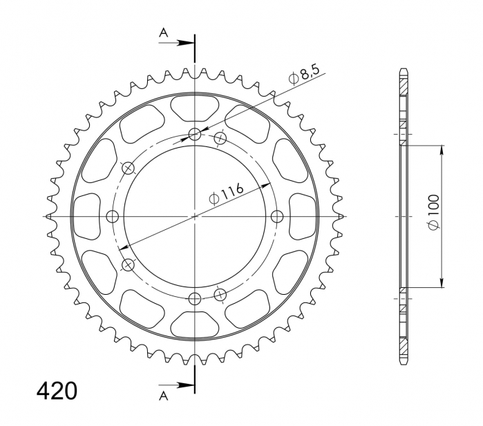 Foaie spate SUPERSPROX RFE-457:50-BLK Negru 50T, 420 [2]