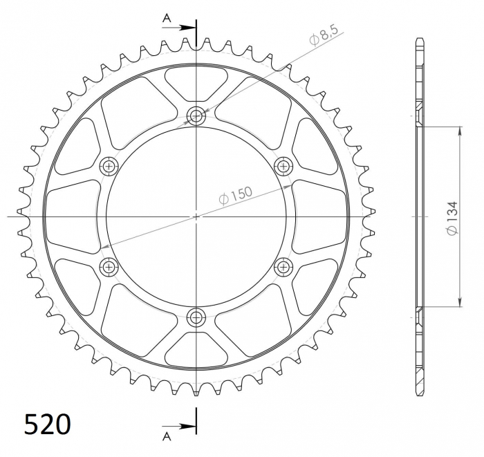 Foaie spate SUPERSPROX RFE-460:51-BLK Negru 51T, 520 [2]