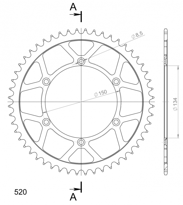 Foaie spate SUPERSPROX RFE-460:52-BLK Negru 52T, 520 [2]