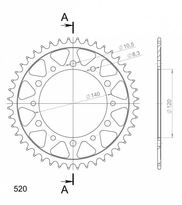 Foaie spate SUPERSPROX RFE-475:44-BLK Negru 44T, 520 [2]
