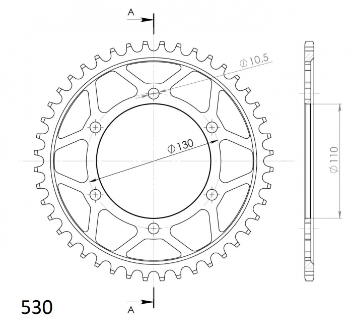 Foaie spate SUPERSPROX RFE-479:44-BLK Negru 44T, 530 [2]