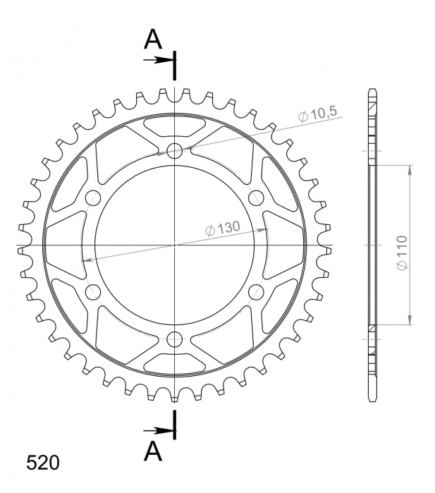 Foaie spate SUPERSPROX RFE-486:41-BLK Negru 41T, 520 [2]