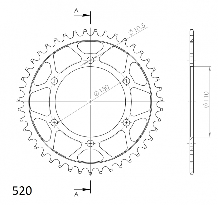Foaie spate SUPERSPROX RFE-486:43-BLK Negru 43T, 520 [2]