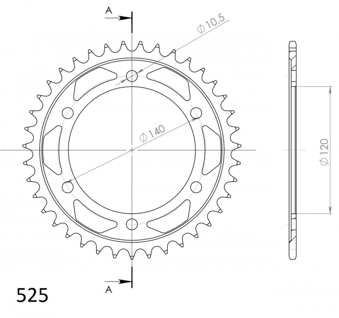 Foaie spate SUPERSPROX RFE-498:39-BLK Negru 39T, 525 [2]