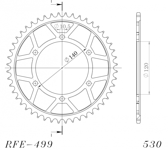Foaie spate SUPERSPROX RFE-499:48-BLK Negru 48T, 530 [2]