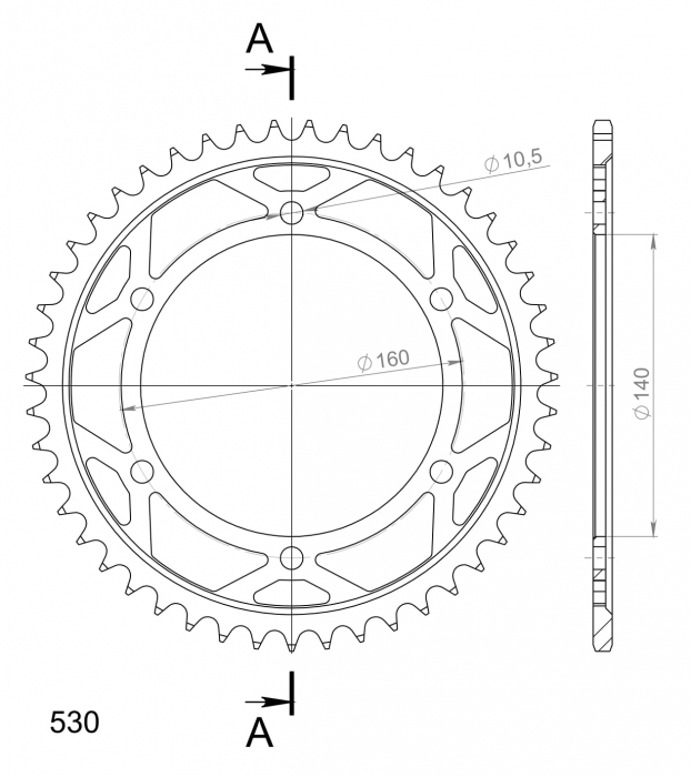 Foaie spate SUPERSPROX RFE-502:47-BLK Negru 47T, 530 [2]