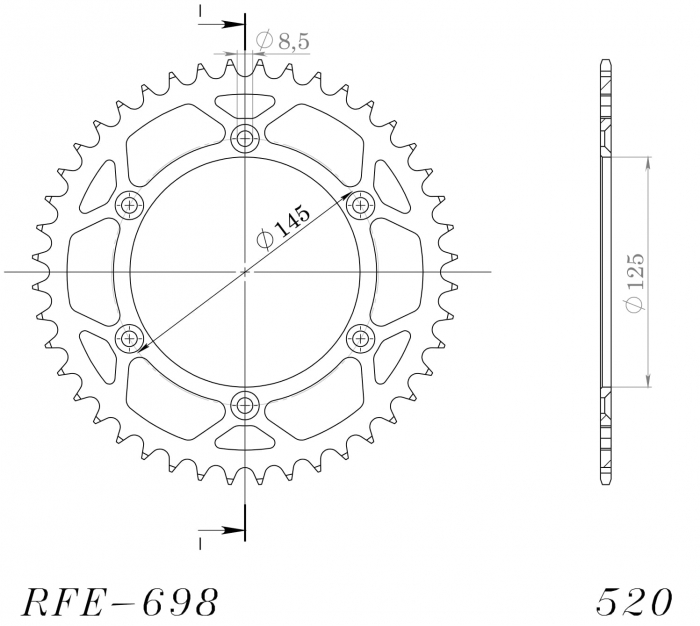 Foaie spate SUPERSPROX RFE-698:44-BLK Negru 44T, 520 [2]