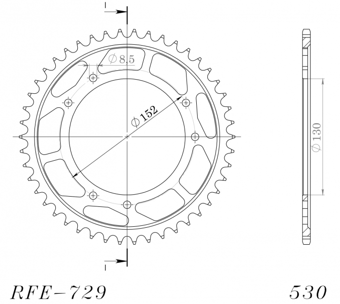 Foaie spate SUPERSPROX RFE-729:46-BLK Negru 46T, 530 [2]